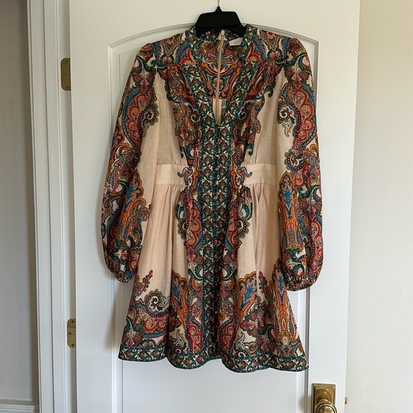 Zimmermann Dresses & Skirts - Zimmermann Ottie Paisely Long Sleeve Linen Minidresss